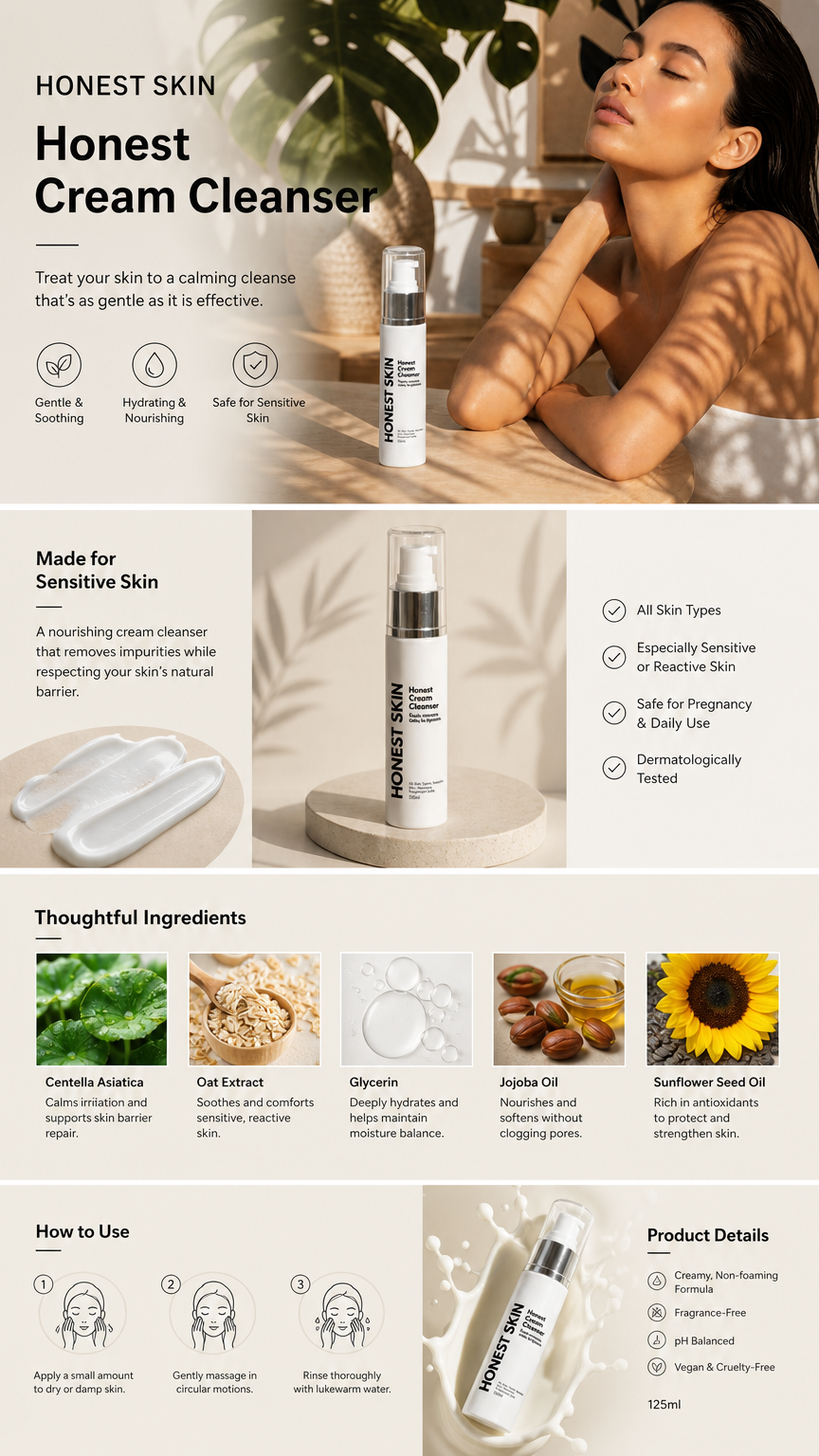 Honest Cream Cleanser with Milk Thistle